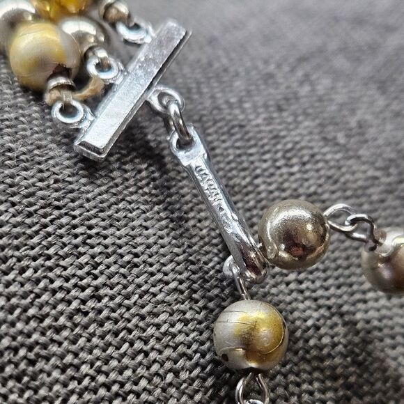 VINTAGE Multi-Strand Crackled Gold Beaded Bead Plastic Necklace Made in Japan - Picture 6 of 6